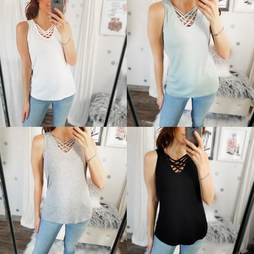 Last1️⃣ Stretchy Ribbed Basic Tank Fall Layering Tops Summer Tank Tops - Picture 8 of 8
